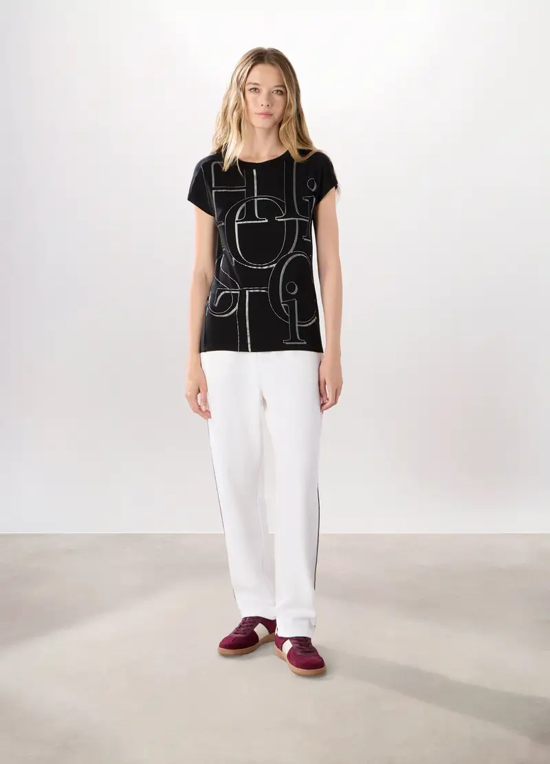 Jogger Misto Viscosa Piquet Holistic Fitness Donna, Bianco gesso