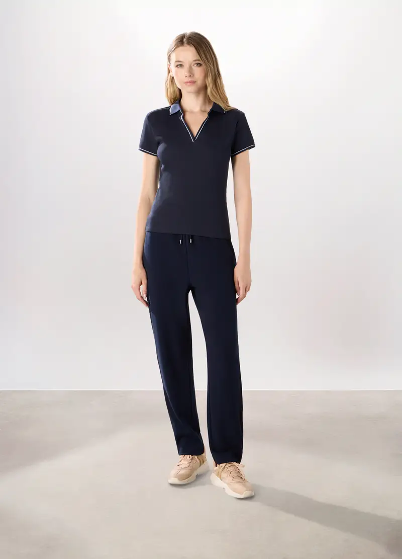 Jogger Misto Viscosa Piquet Holistic Fitness Donna, Blu navy