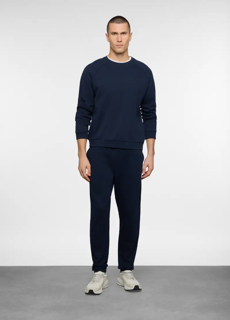 Jogger Regular Fit In Cotone Uomo, Unisex, Blu scuro
