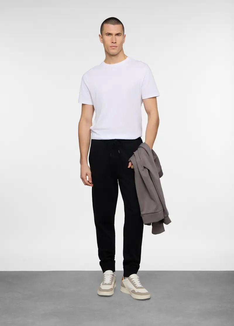 Jogger Regular Fit In Cotone Uomo, Unisex, Nero