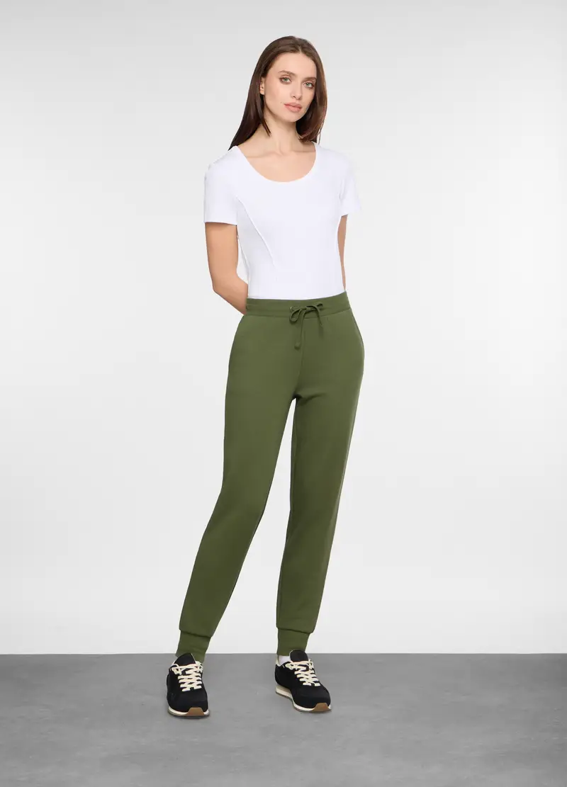Jogger Regular Fit In French Terry Donna, Verde oliva