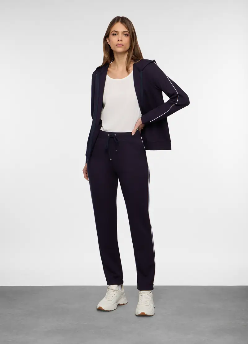 Jogger Regular Fit In Punto Milano Stretch Donna, Blu navy