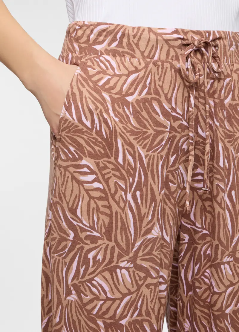 Jogger Regular Fit In Viscosa Stretch Donna, Beige chiaro miniatura 3