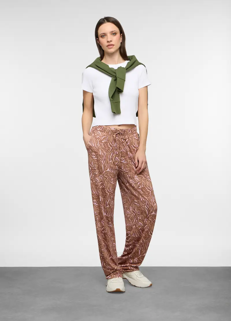 Jogger Regular Fit In Viscosa Stretch Donna, Beige chiaro