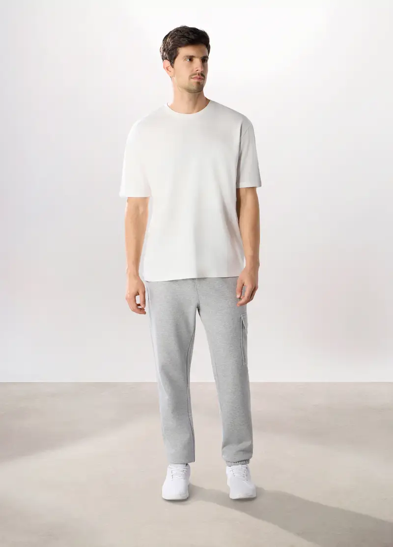 Jogger Sportivi In Misto Cotone Uomo, Unisex, Grigio chiaro melange
