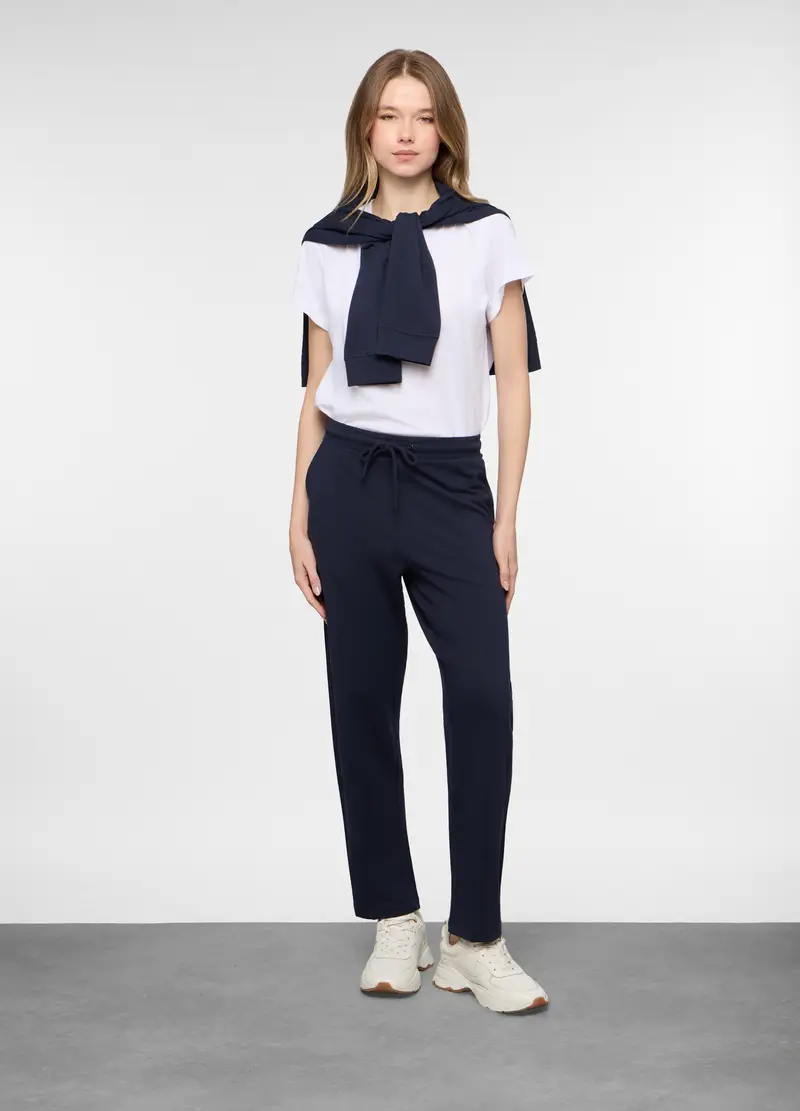Jogger Straight Fit In French Terry Stretch Donna, Blu navy