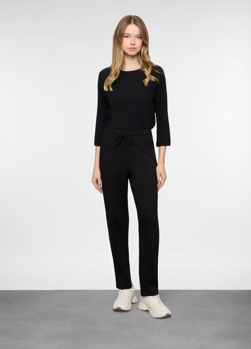 Jogger Straight Fit In French Terry Stretch Donna, Nero