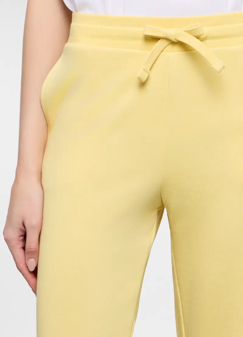 Jogger Wide Leg In French Terry Stretch Donna, Giallo chiaro miniatura 3