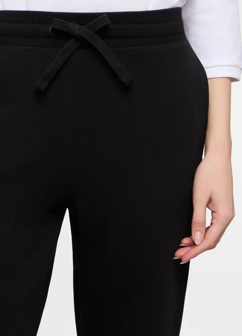 Jogger Wide Leg In French Terry Stretch Donna, Nero miniatura 3