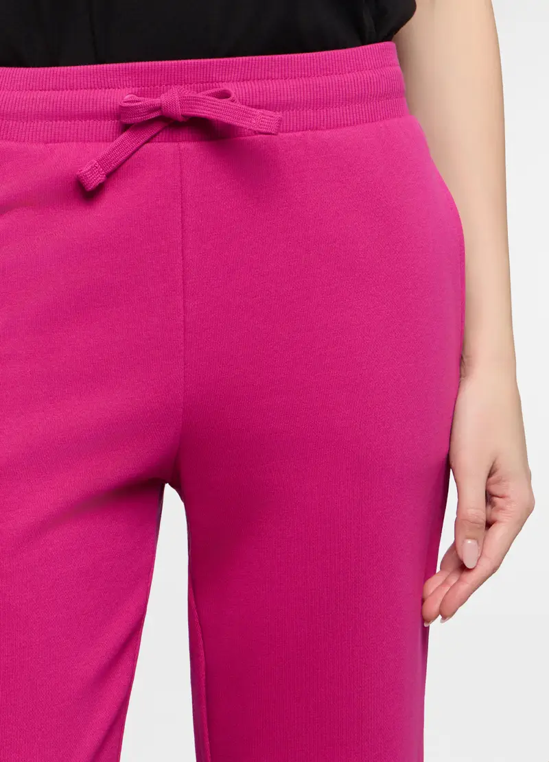 Jogger Wide Leg In French Terry Stretch Donna, Rosa fuxia miniatura 3