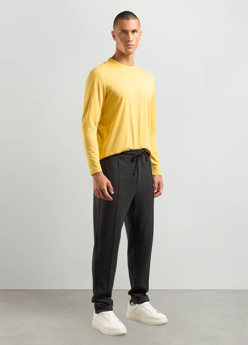 Joggers In Interlock Misto Cotone Uomo, Unisex, Grigio scuro melange