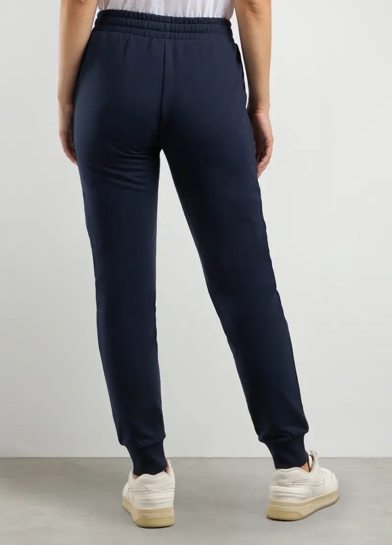 Joggers In Misto Cotone Fleece Donna, Blu navy miniatura 2
