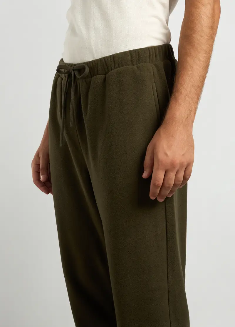 Joggers Regular Fit In Pile Uomo, Unisex, Verde oliva miniatura 3