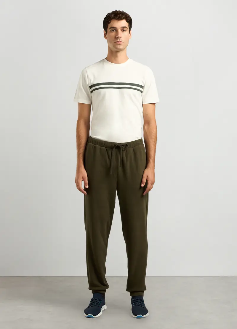 Joggers Regular Fit In Pile Uomo, Unisex, Verde oliva