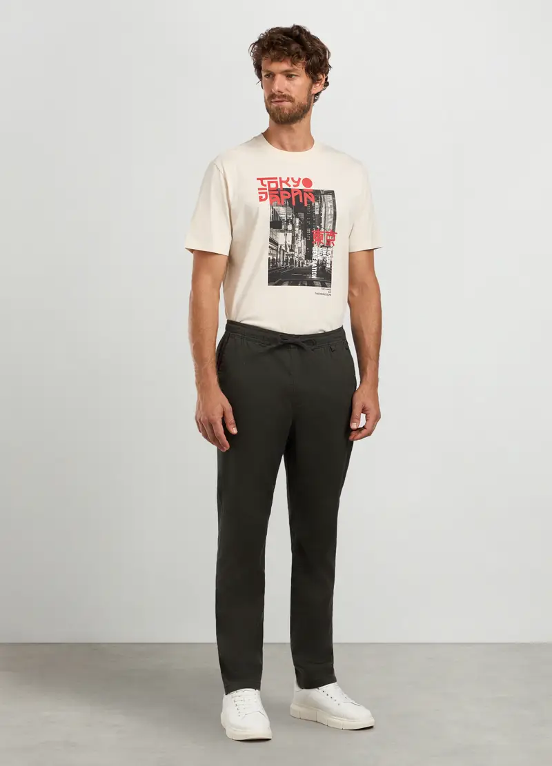 Joggers Slim Fit In Misto Cotone Uomo, Verde scuro