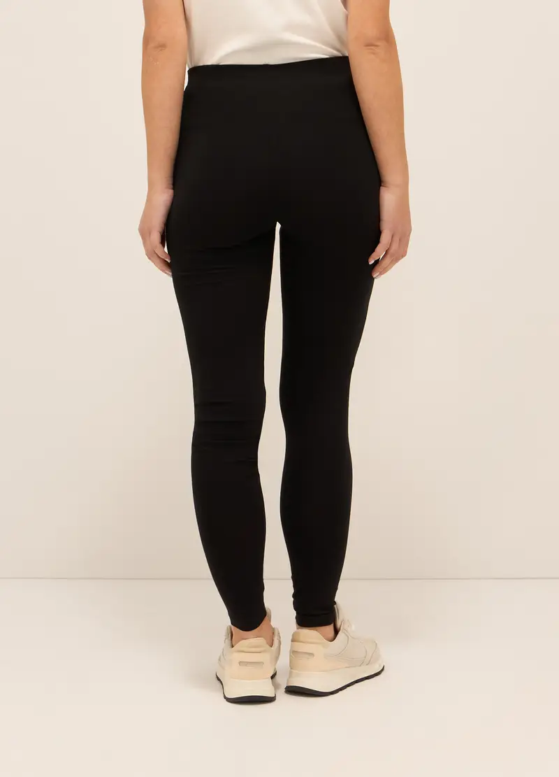 Leggings Fitness In Jersey Di Cotone Stretch Donna, Nero miniatura 2