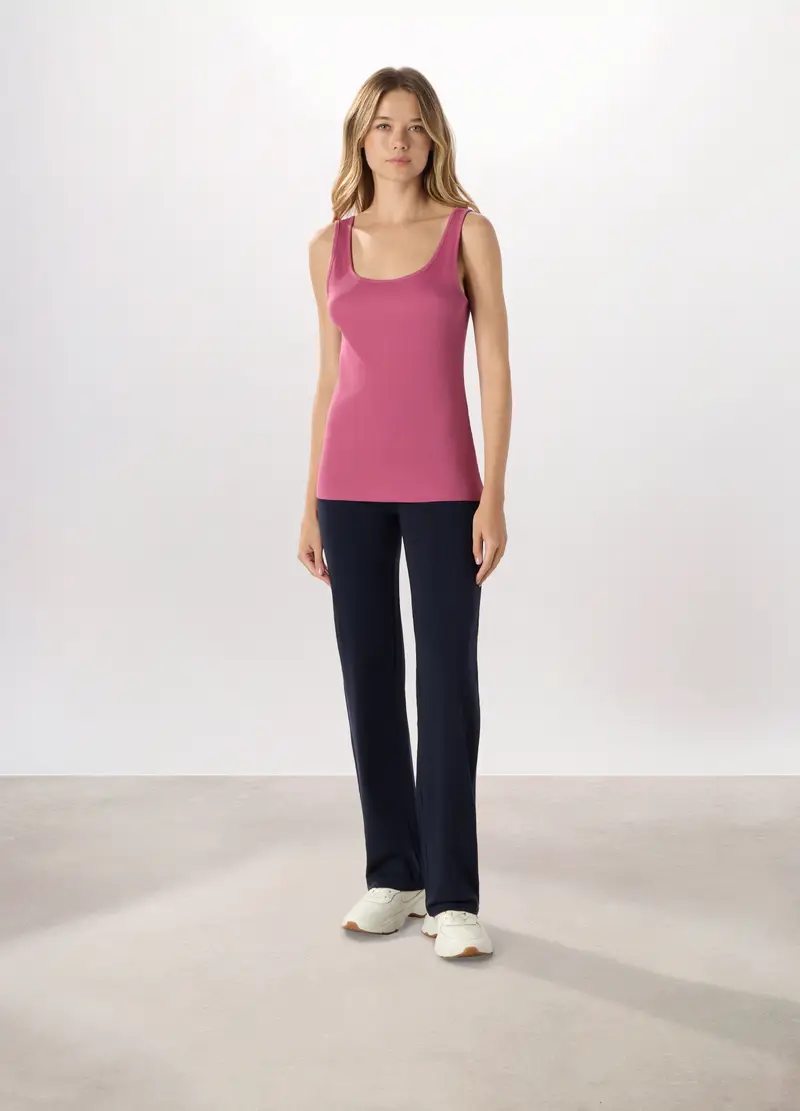 Leggings In Jersey Di Cotone Stretch Holistic Fitness Donna, Blu navy