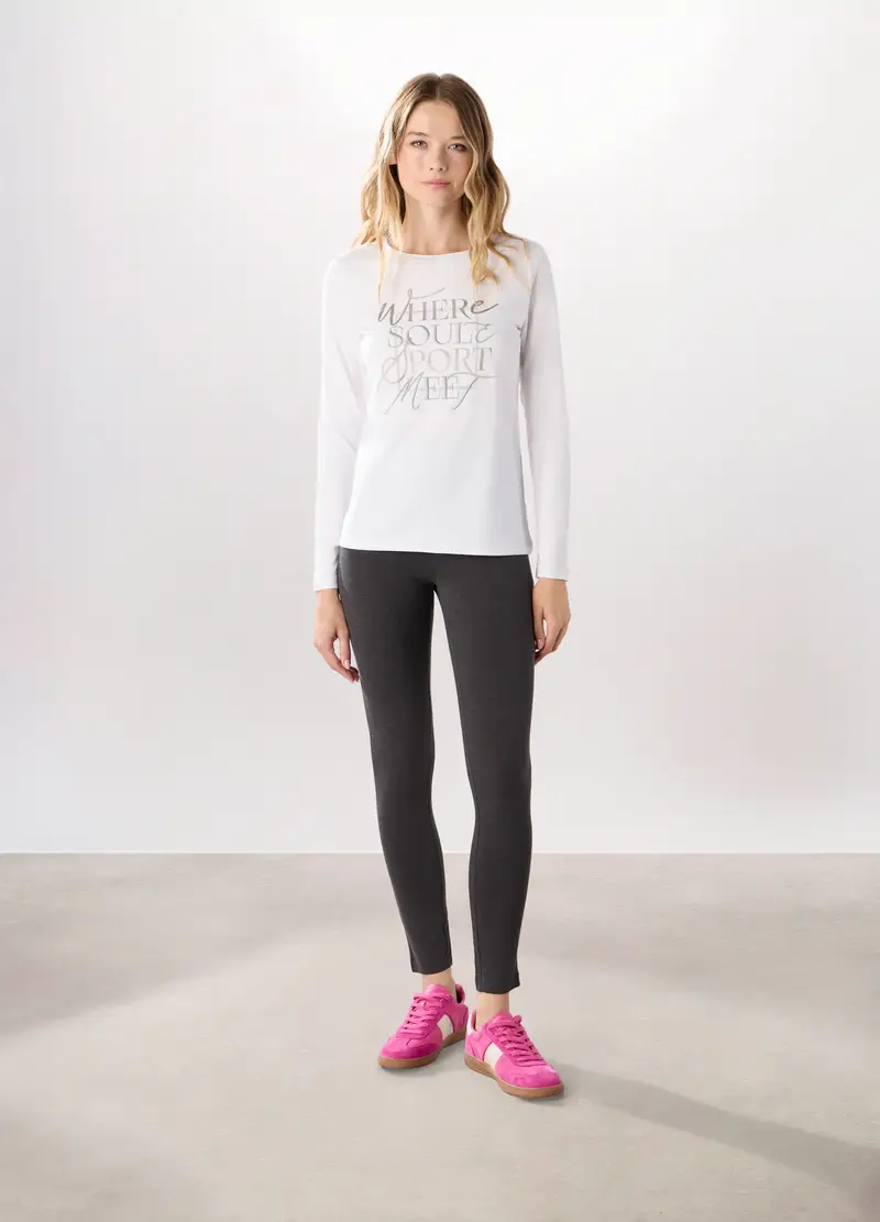 Leggings In Jersey Stretch Holistic Fitness Donna, Grigio chiaro melange