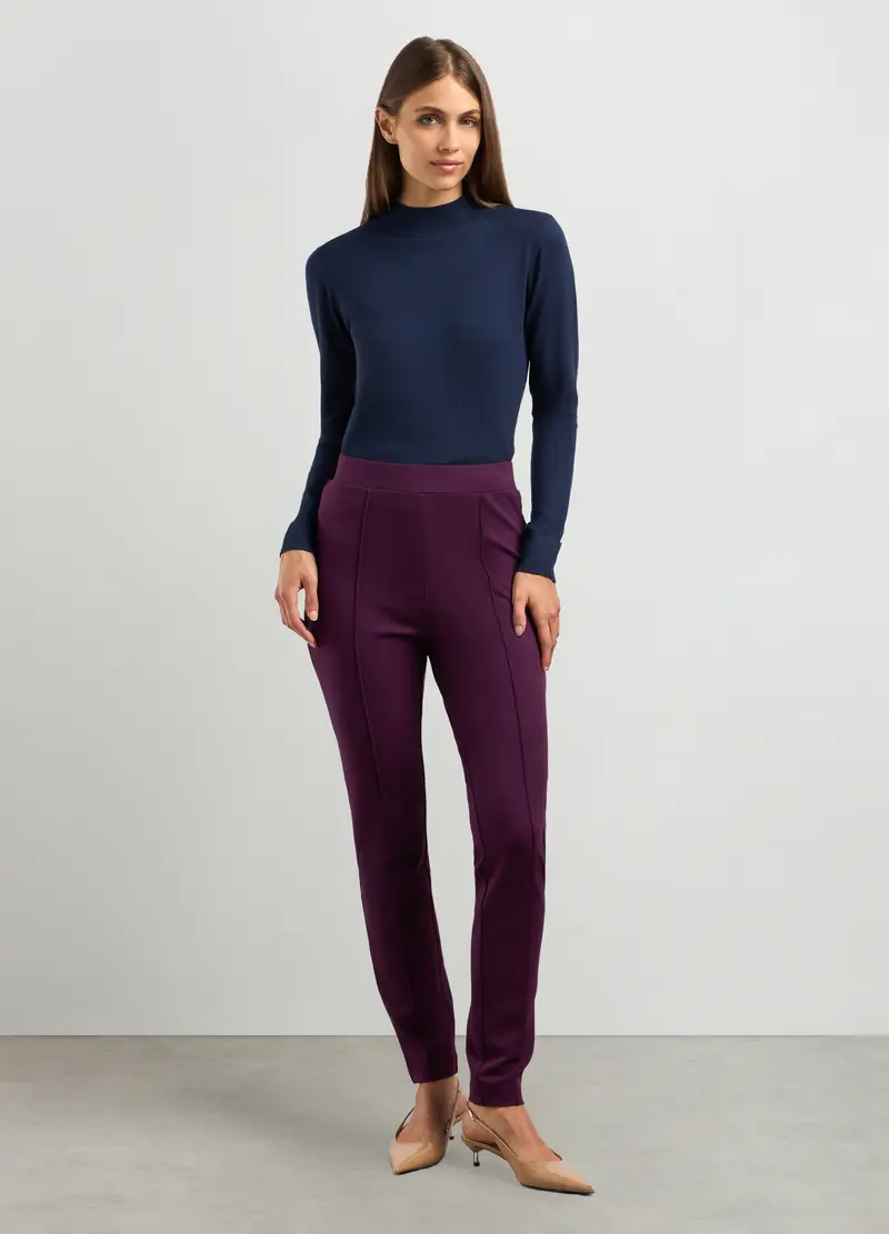 Leggings In Punto Milano Donna, Viola vinaccia