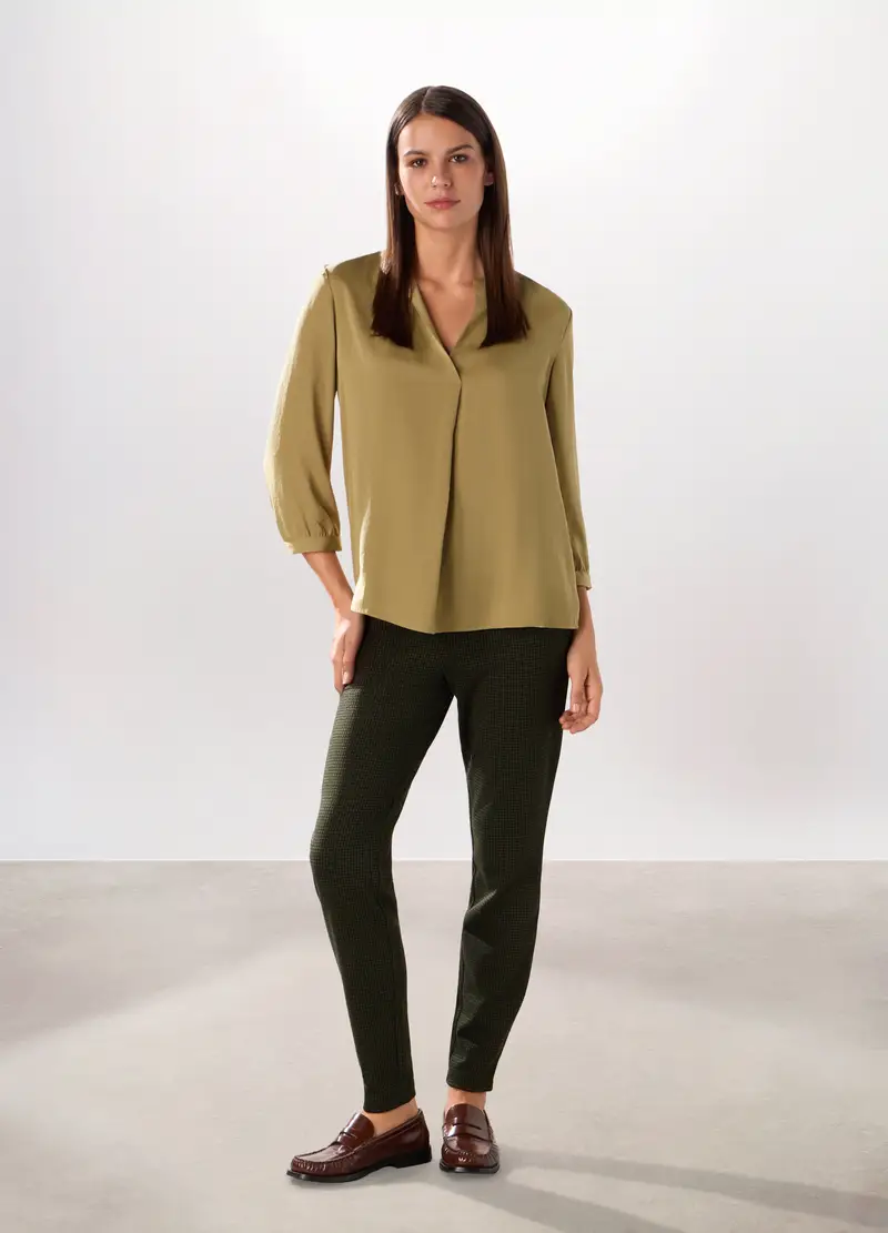 Leggings Misto Viscosa Donna, Nero/Verde