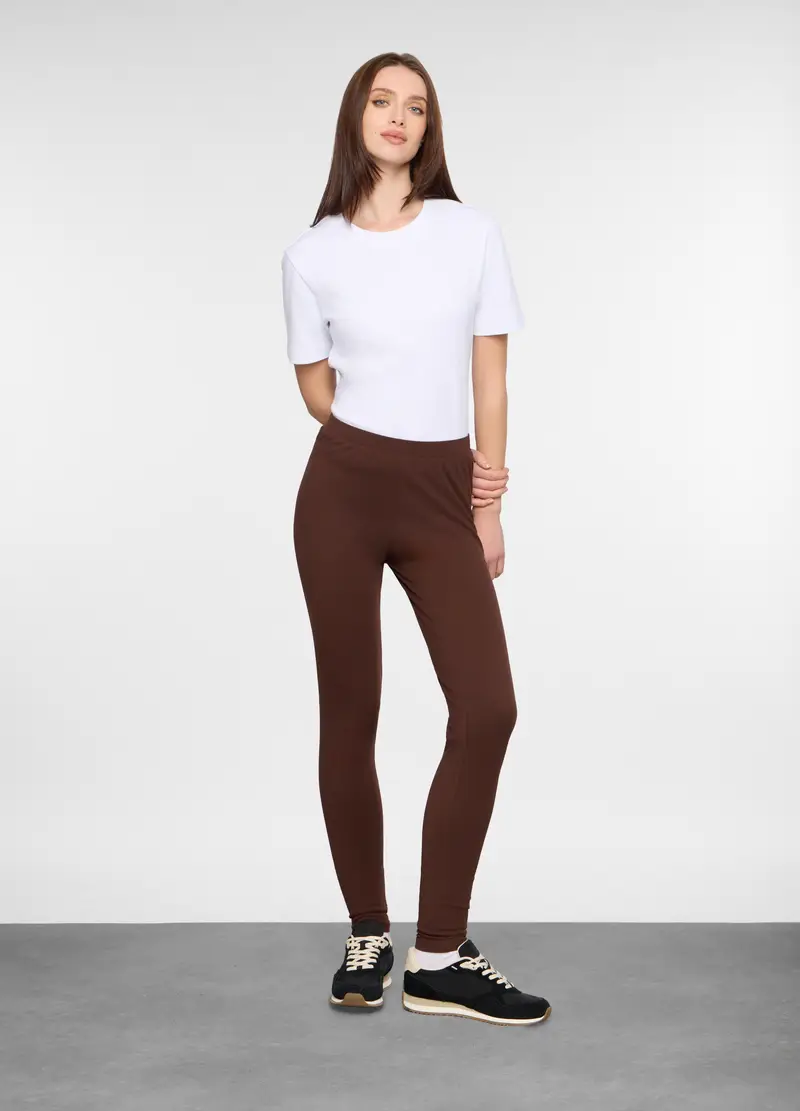 Leggings Slim Fit Stretch Donna, Marrone cioccolato
