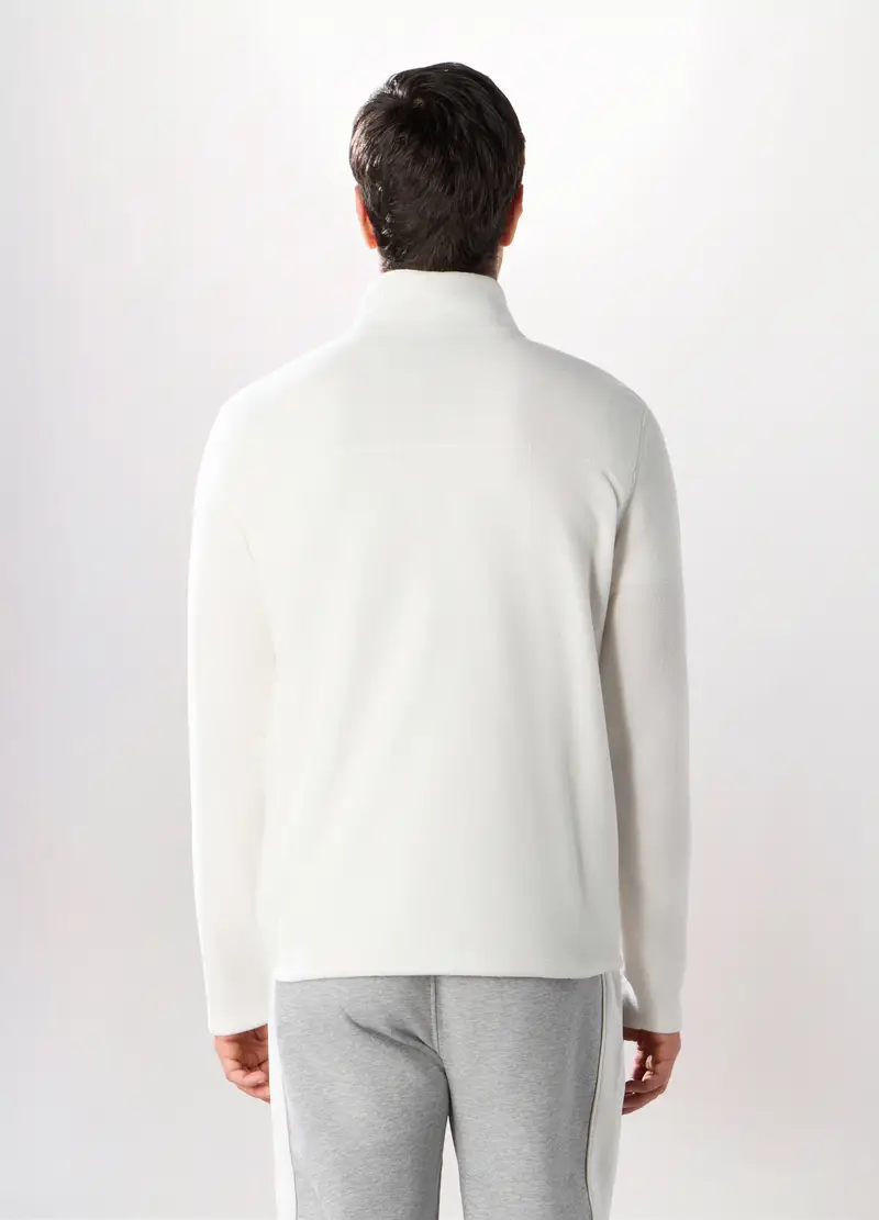 Lupetto Con Zip In Pile Uomo, Unisex, Bianco latte miniatura 2