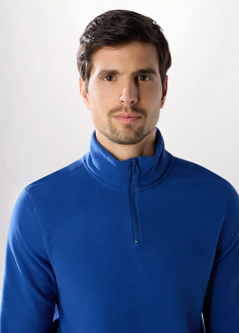 Lupetto Con Zip In Pile Uomo, Unisex, Blu elettrico miniatura 3