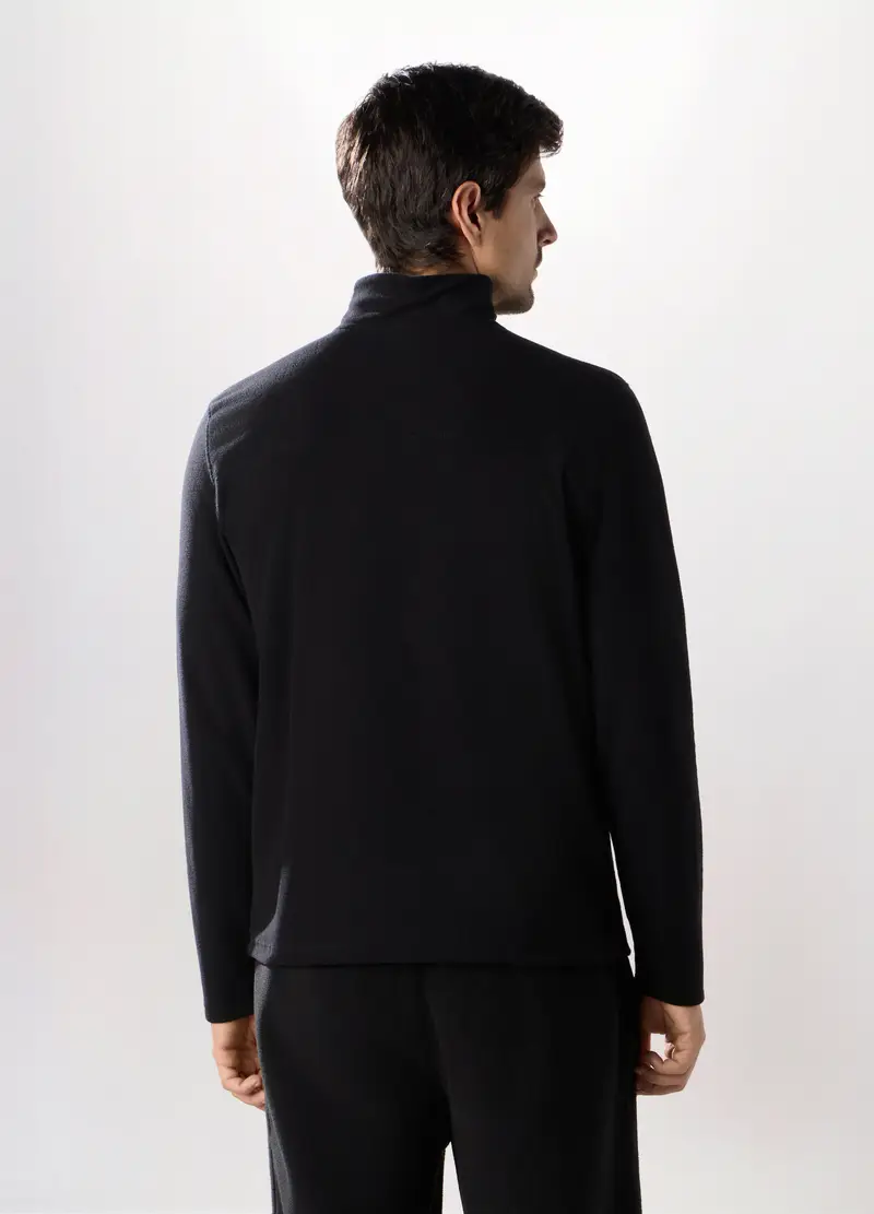 Lupetto Con Zip In Pile Uomo, Unisex, Nero miniatura 2