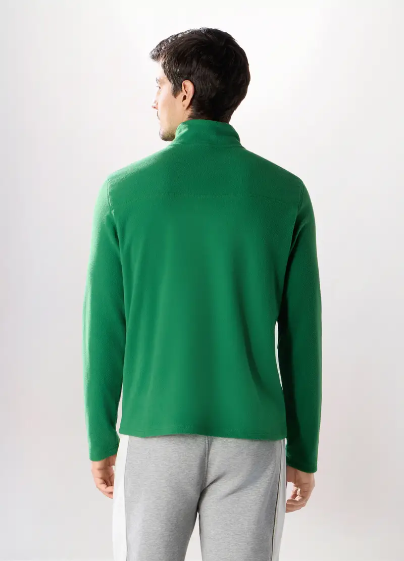 Lupetto Con Zip In Pile Uomo, Unisex, Verde smeraldo miniatura 2
