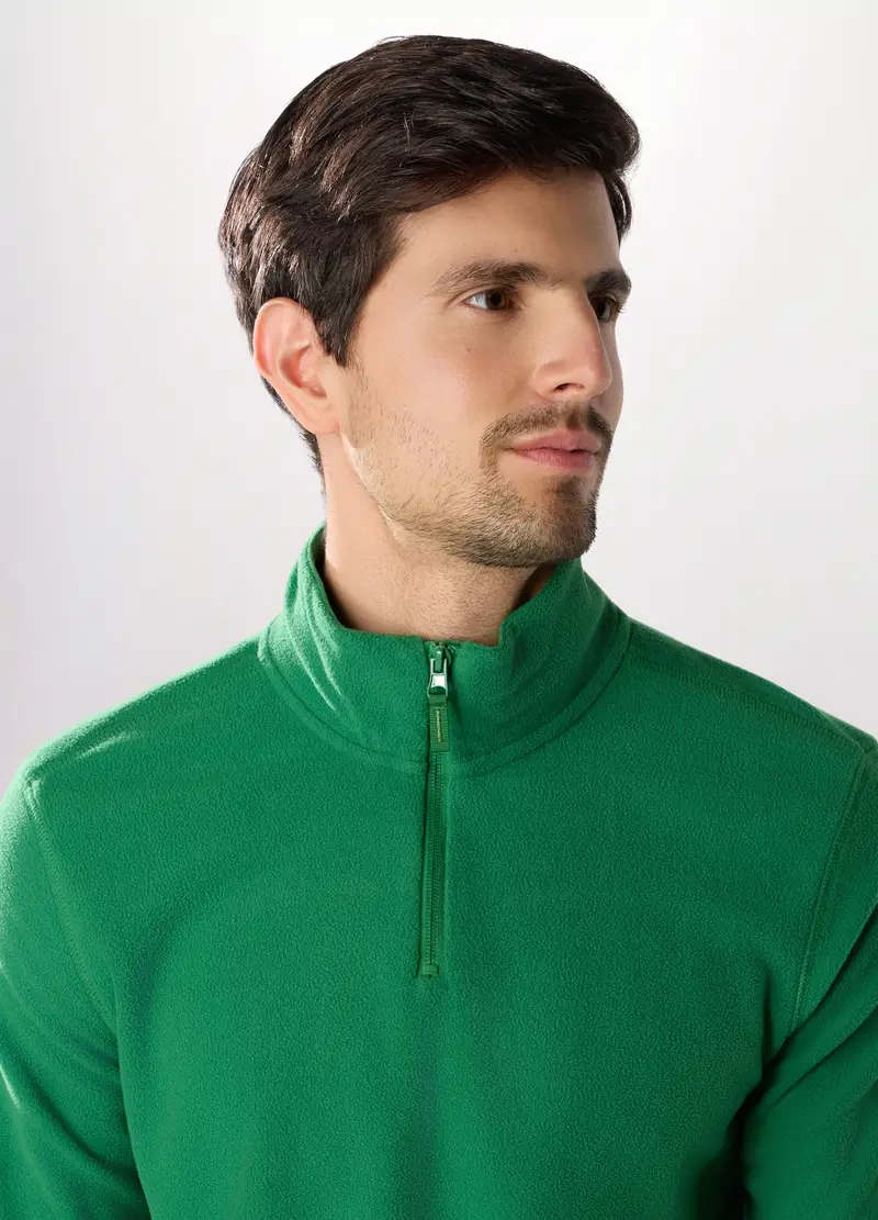 Lupetto Con Zip In Pile Uomo, Unisex, Verde smeraldo miniatura 3