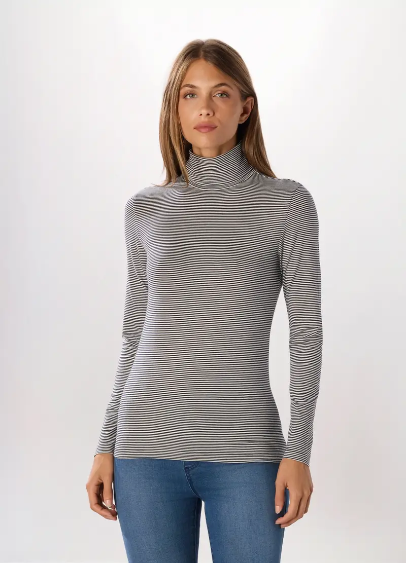 Lupetto In Jersey Di Cotone Stretch Donna, Blu Bluette