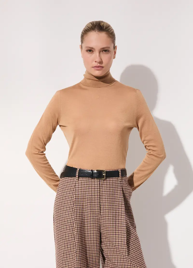 Lupetto In Misto Lana Donna, Unisex, Beige scuro miniatura 2