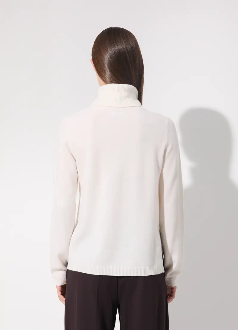 Lupetto In Misto Lana Donna, Unisex, Bianco miniatura 3