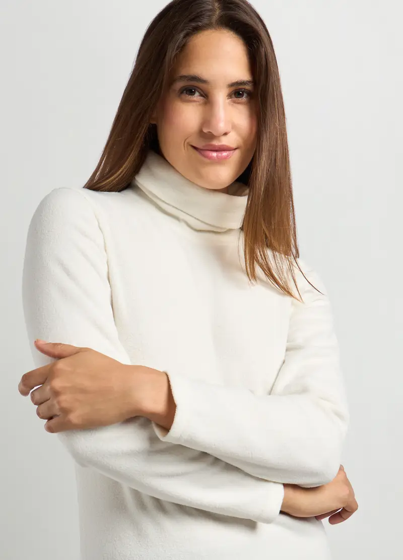 Lupetto In Pile Donna, Bianco gesso miniatura 3