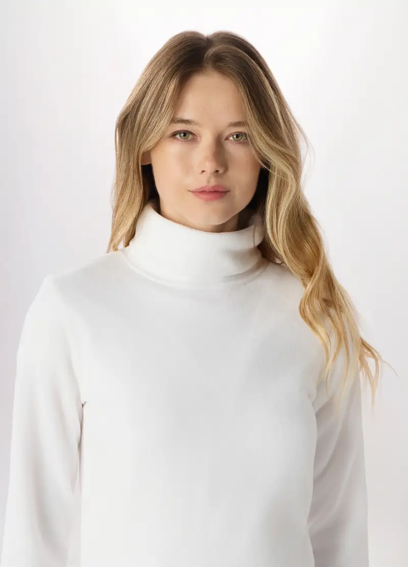 Lupetto In Pile Donna, Bianco gesso miniatura 3