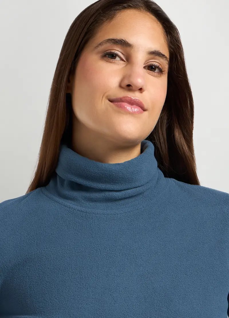 Lupetto In Pile Donna, Blu/Grigio miniatura 3