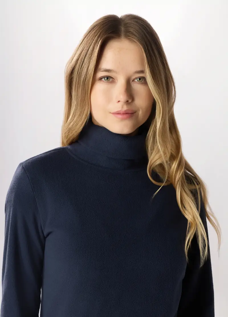 Lupetto In Pile Donna, Blu navy miniatura 3