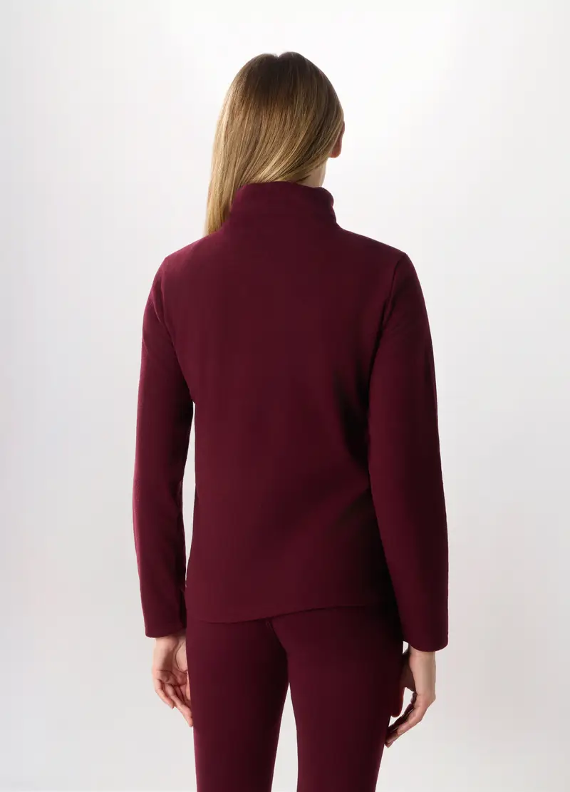 Lupetto In Pile Donna, Rosso bordeaux miniatura 2