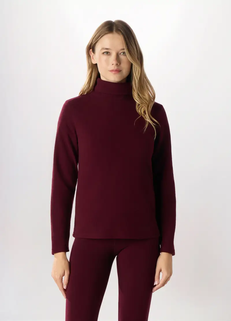 Lupetto In Pile Donna, Rosso bordeaux