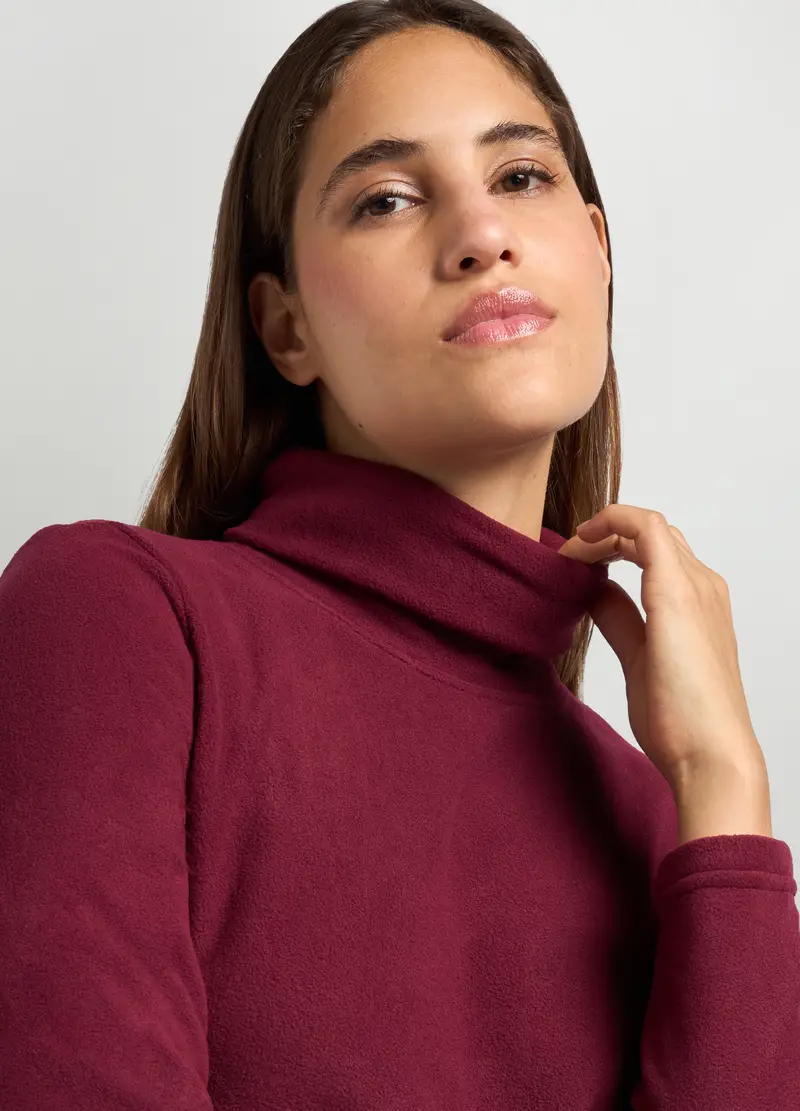 Lupetto In Pile Donna, Rosso burgundy miniatura 3