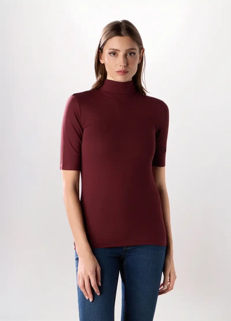 Lupetto In Viscosa Stretch Donna, Rosso scuro