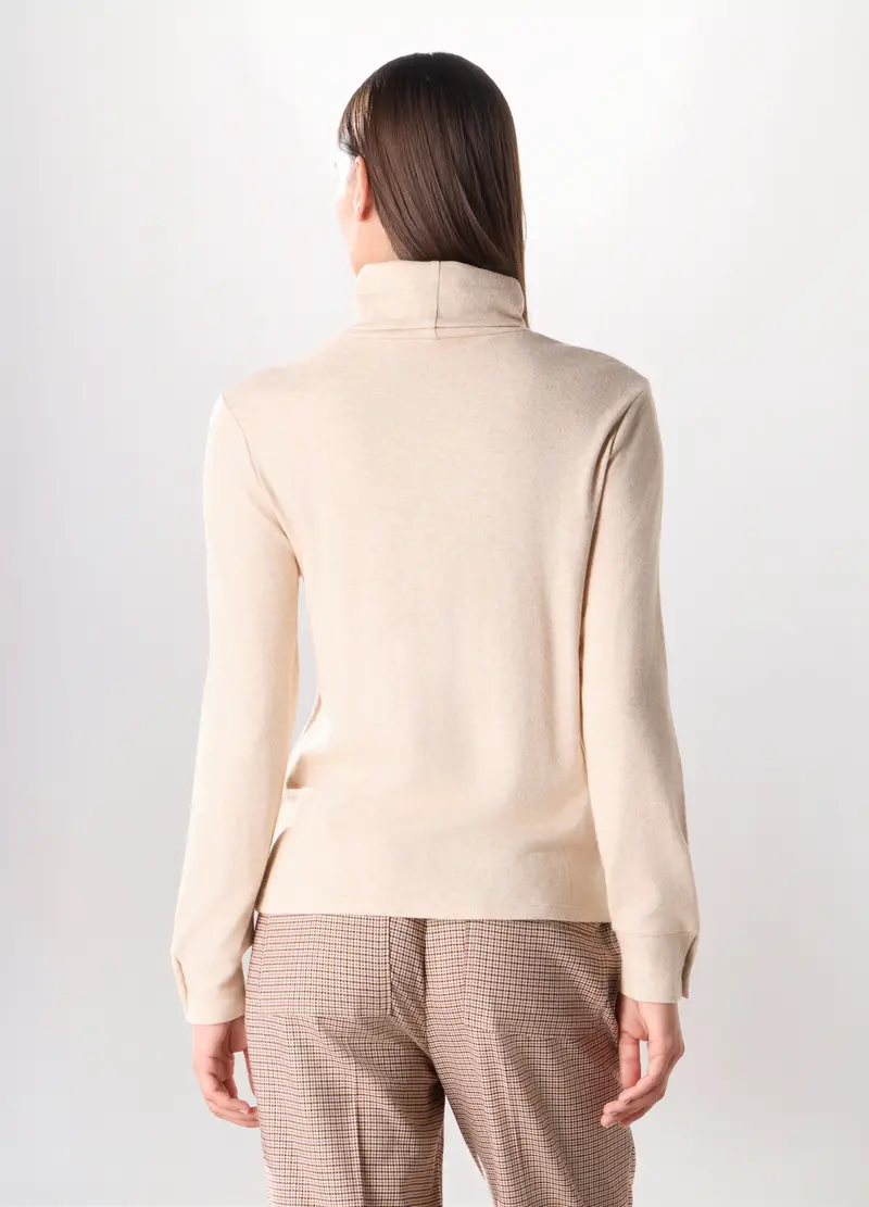 Lupetto Misto Viscosa Donna, Bianco panna miniatura 2