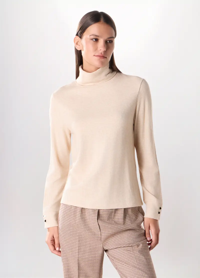 Lupetto Misto Viscosa Donna, Bianco panna