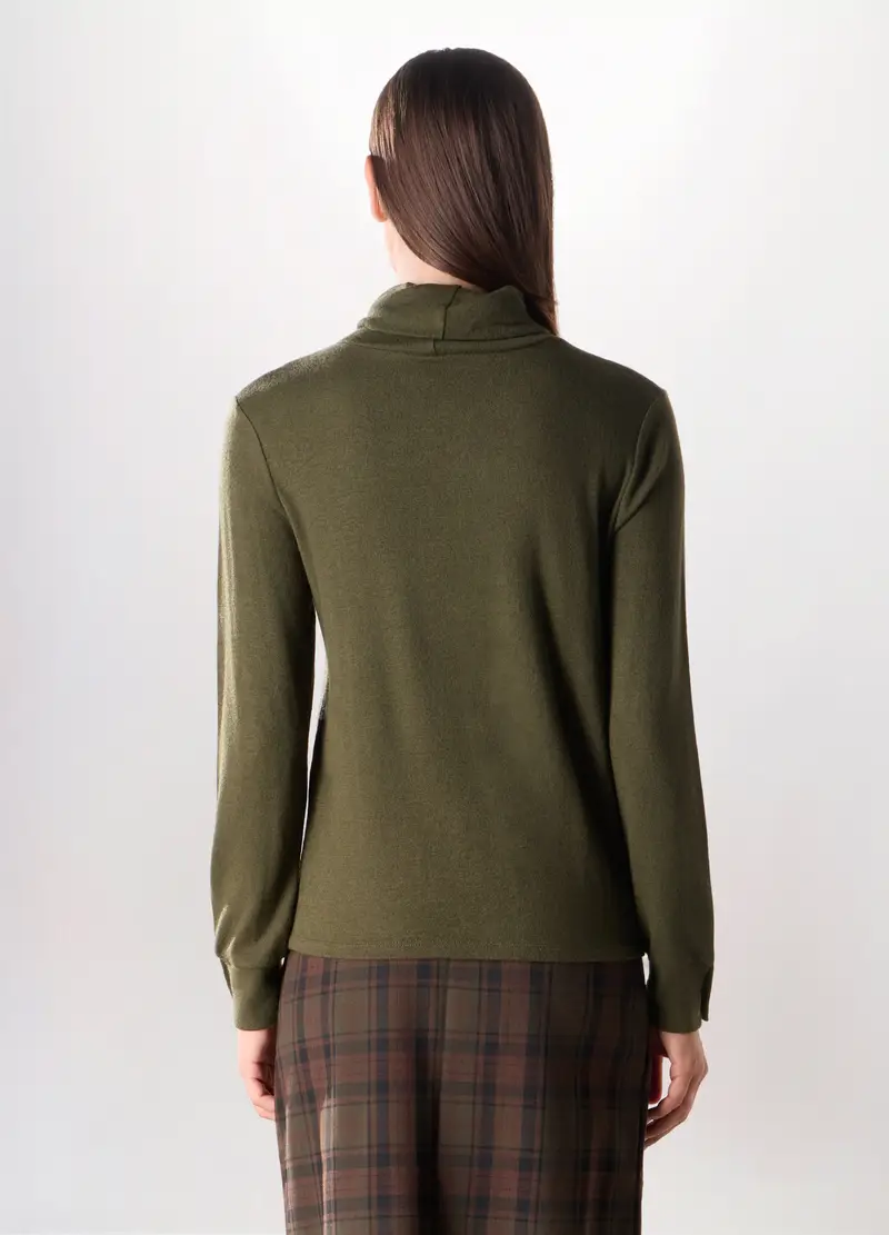 Lupetto Misto Viscosa Donna, Verde scuro miniatura 2