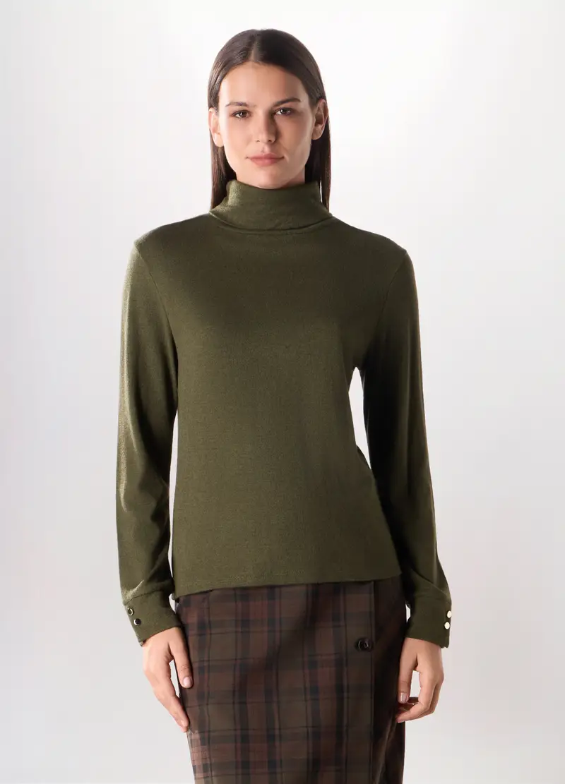 Lupetto Misto Viscosa Donna, Verde scuro