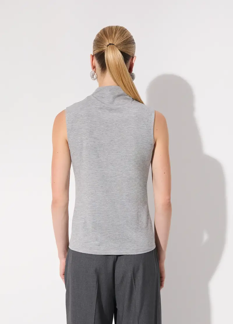 Lupetto Smanicato In Filo Lurex Donna, Unisex, Grigio melange miniatura 3