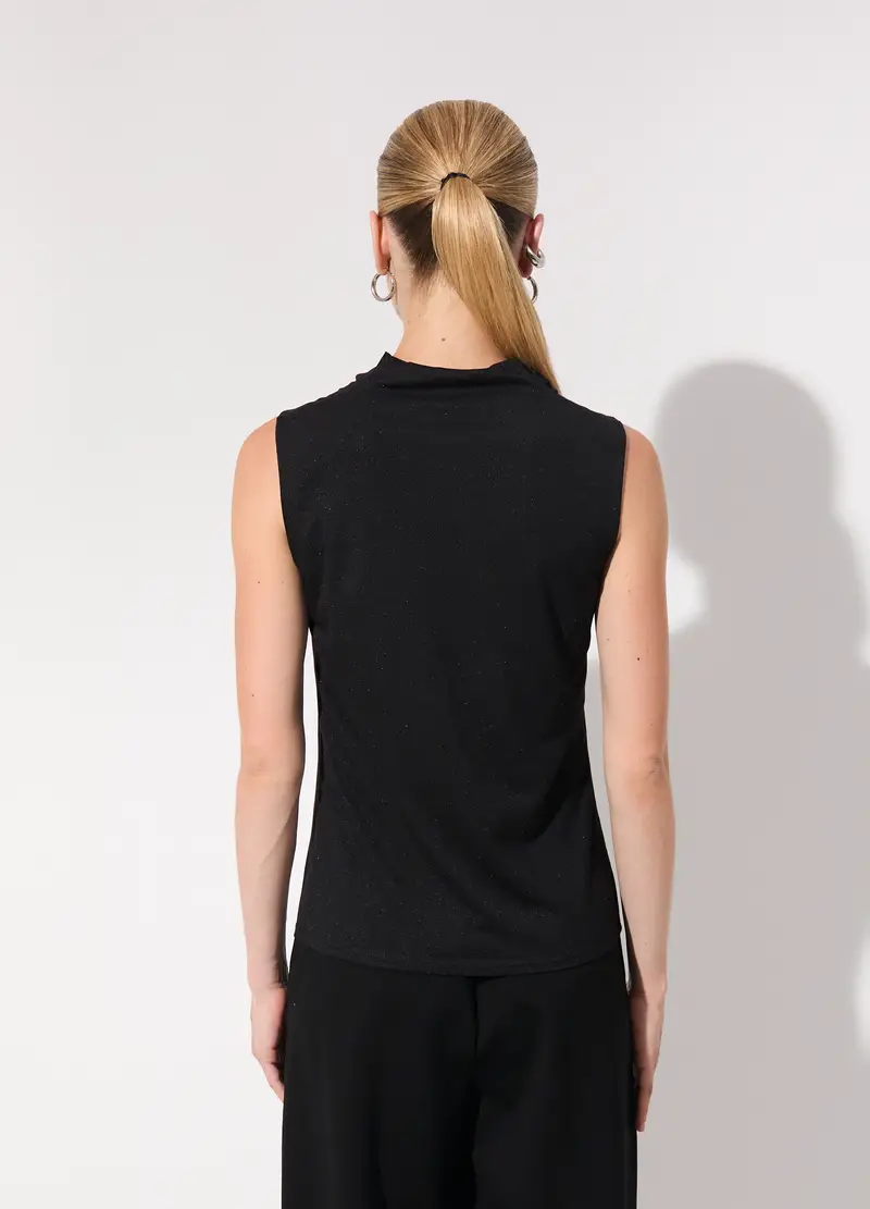 Lupetto Smanicato In Filo Lurex Donna, Unisex, Nero miniatura 3