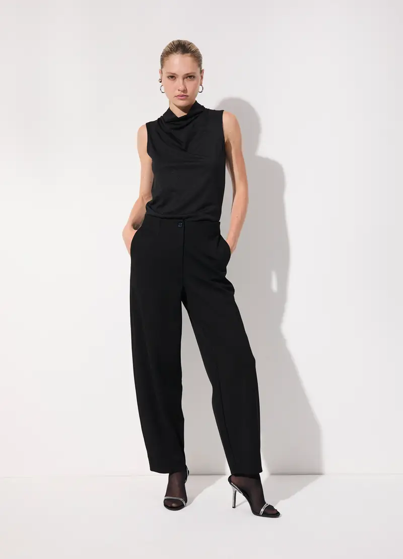 Lupetto Smanicato In Filo Lurex Donna, Unisex, Nero