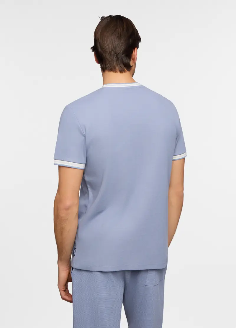 Maglia A Maniche Corte Girocollo Uomo, Unisex, Azzurro scuro miniatura 2