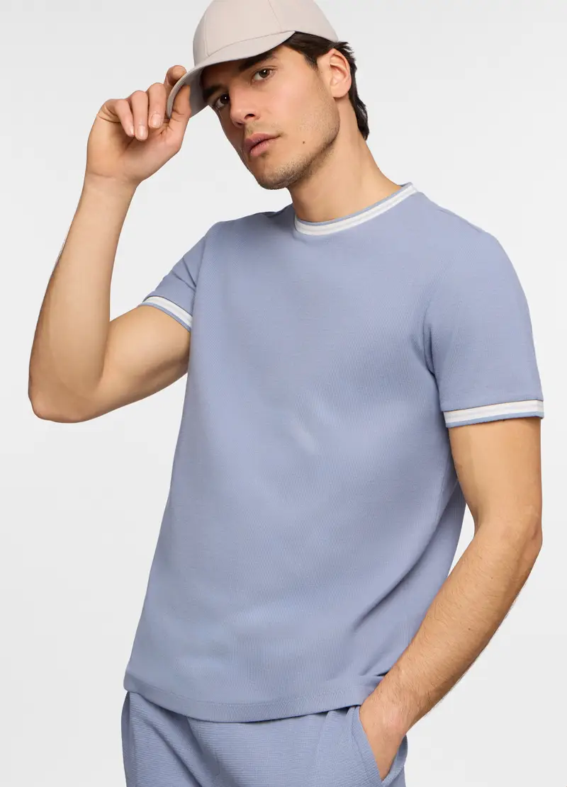 Maglia A Maniche Corte Girocollo Uomo, Unisex, Azzurro scuro